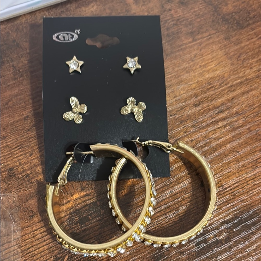 Gold Hoop and Stud Earring Set